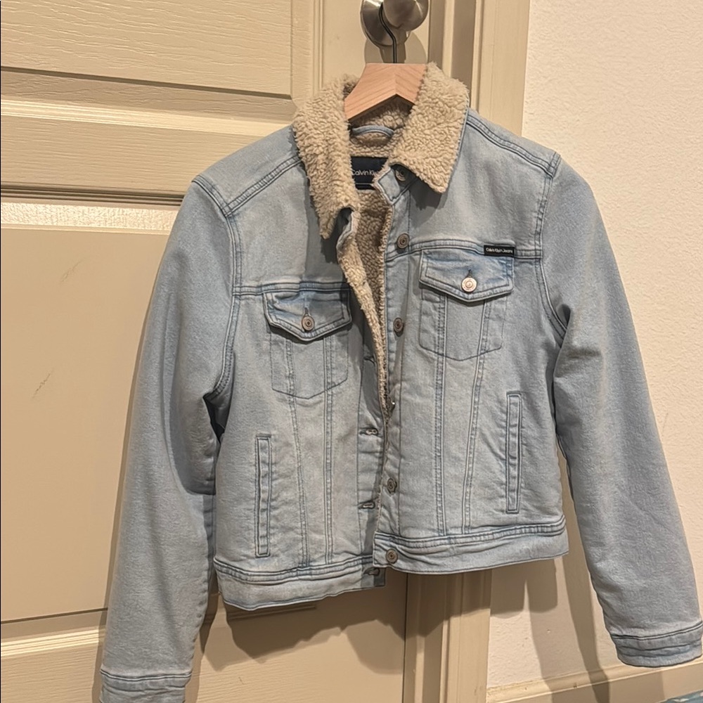 Calvin Klein Jeans Light Blue Sherpa-Lined Denim Jacket